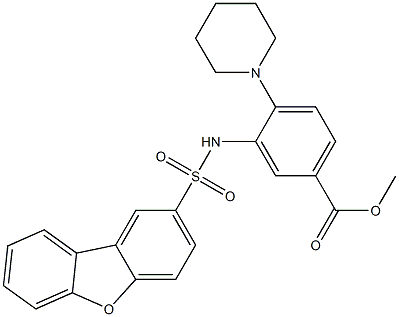 methyl 3-(dibenzo[b,d]furan-2-sulfonamido)-4-(piperidin-1-yl)benzoate 结构式