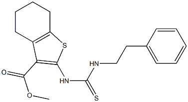 methyl 2-(3-phenethylthioureido)-4,5,6,7-tetrahydrobenzo[b]thiophene-3-carboxylate 结构式