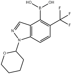 1-(tetrahydro-2H-pyran-2-yl)-5-(trifluoromethyl)-1H-indazol-4-ylboronic acid 结构式