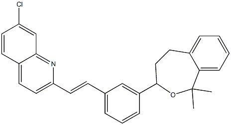 (E)-7-chloro-2-(3-(1,1-dimethyl-1,3,4,5-tetrahydrobenzo[c]oxepin-3-yl)styryl)quinoline 结构式