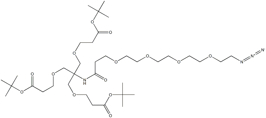 3-[2-[3-(2-{2-[2-(2-Azido-ethoxy)-ethoxy]-ethoxy}-ethoxy)-propionylamino]-3-(2-tert-butoxycarbonyl-ethoxy)-2-(2-tert-butoxycarbonyl-ethoxymethyl)-propoxy]-propionic acid tert-butyl ester 结构式