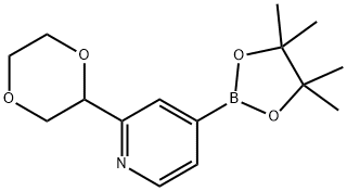 2-(1,4-dioxan-2-yl)-4-(4,4,5,5-tetramethyl-1,3,2-dioxaborolan-2-yl)pyridine 结构式