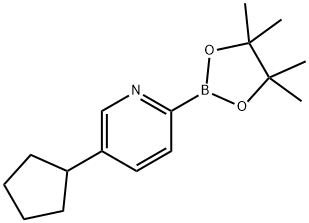 5-cyclopentyl-2-(4,4,5,5-tetramethyl-1,3,2-dioxaborolan-2-yl)pyridine 结构式