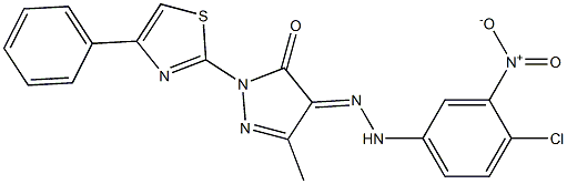 4-[(4-chloro-3-nitrophenyl)hydrazono]-5-methyl-2-(4-phenyl-1,3-thiazol-2-yl)-2,4-dihydro-3H-pyrazol-3-one 结构式