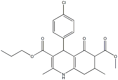 6-methyl 3-propyl 4-(4-chlorophenyl)-2,7-dimethyl-5-oxo-1,4,5,6,7,8-hexahydroquinoline-3,6-dicarboxylate 结构式