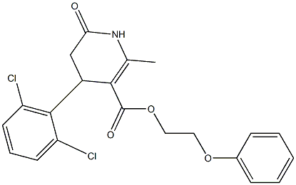 2-phenoxyethyl 4-(2,6-dichlorophenyl)-2-methyl-6-oxo-1,4,5,6-tetrahydropyridine-3-carboxylate 结构式