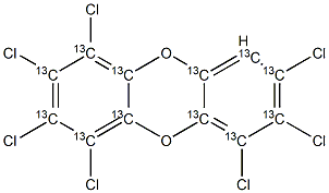 1,2,3,4,6,7,8-七氯二苯并对二恶英-13C12 结构式