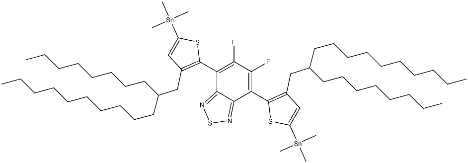 5,6-二氟-4,7-双(3-(2-辛基十二烷基)-5-(三甲基锡噻吩基)苯并[C][1,2,5]噻二唑 结构式