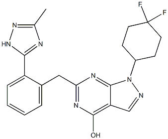 1-(4,4-Difluoro-cyclohexyl)-6-[2-(5-methyl-2H-[1,2,4]triazol-3-yl)-benzyl]-1H-pyrazolo[3,4-d]pyrimidin-4-ol 结构式