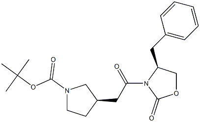 tert-butyl(3R)-3-{2-[(4S)-4-benzyl-2-oxo-1,3-oxazolidin-3-yl]-2-oxoethyl}pyrrolidine-1-carboxylate 结构式