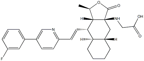 2-(((1R,3aS,4aS,8aR,9S,9aS)-9-((E)-2-(5-(3-
fluorophenyl)pyridin-2-yl)vinyl)-1-methyl-3-oxododecahydronaphtho[2,3-c]furan-3a-yl)amino)acetic acid