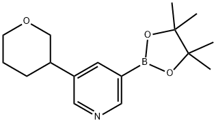 3-(tetrahydro-2H-pyran-3-yl)-5-(4,4,5,5-tetramethyl-1,3,2-dioxaborolan-2-yl)pyridine 结构式