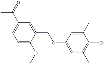 1-(3-((4-氯-3,5-二甲基苯氧基)甲基)-4-甲氧苯基)乙酮 结构式