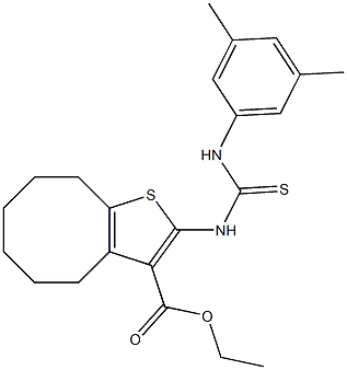 ethyl 2-(3-(3,5-dimethylphenyl)thioureido)-4,5,6,7,8,9-hexahydrocycloocta[b]thiophene-3-carboxylate 结构式