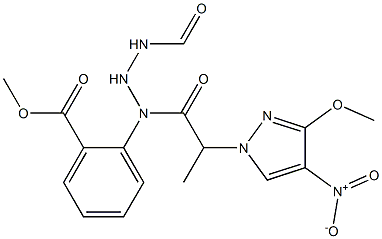 methyl 2-(2-(2-(3-methoxy-4-nitro-1H-pyrazol-1-yl)propanoyl)hydrazinecarboxamido)benzoate 结构式