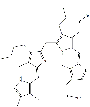 3-butyl-2-(((E)-4-butyl-2-((3,4-dimethyl-1H-pyrrol-2-yl)methylene)-3-methyl-2H-pyrrol-5-yl)methyl)-5-((E)-(3,4-dimethyl-2H-pyrrol-2-ylidene)methyl)-4-methyl-1H-pyrrole dihydrobromide 结构式