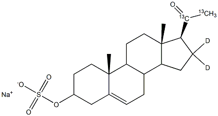 Pregnenolone-[20,21-13C2, 16,16-D2] sulfate sodium salt 结构式