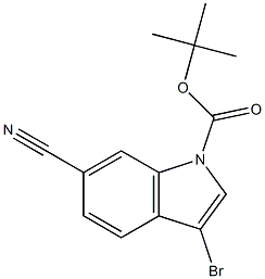 tert-Butyl 3-bromo-6-cyano-1H-indole-1-carboxylate 结构式