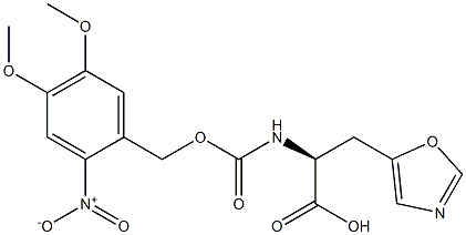 (S)-2-((4,5-dimethoxy-2-nitrobenzyloxy)carbonylamino)-3-(oxazol-5-yl)propanoic acid 结构式