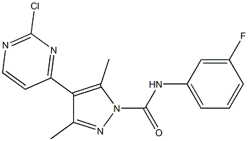 4-(2-chloropyrimidin-4-yl)-N-(3-fluorophenyl)-3,5-dimethyl-1H-pyrazole-1-carboxamide 结构式