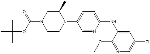 (3R)-4-{6-[(5-氯-2-甲氧基吡啶-3-基)氨基]吡啶-3-基}-3-甲基哌嗪-1-甲酸叔丁酯 结构式