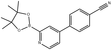 4-(2-(4,4,5,5-tetramethyl-1,3,2-dioxaborolan-2-yl)pyridin-4-yl)benzonitrile 结构式