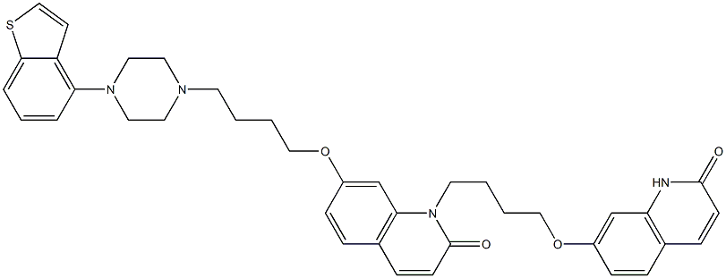 7-(4-(4-(BENZO[B]THIOPHEN-4-YL)PIPERAZIN-1-YL)BUTOXY)-1-(4-((2-OXO-1,2-DIHYDROQUINOLIN-7-YL)OXY)BUTYL)QUINOLIN-2(1H)-ONE 结构式