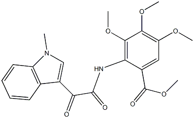 methyl 3,4,5-trimethoxy-2-(2-(1-methyl-1H-indol-3-yl)-2-oxoacetamido)benzoate 结构式