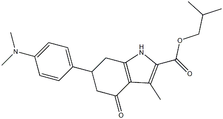 isobutyl 6-(4-(dimethylamino)phenyl)-3-methyl-4-oxo-4,5,6,7-tetrahydro-1H-indole-2-carboxylate 结构式