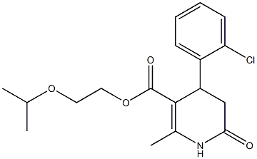 2-isopropoxyethyl 4-(2-chlorophenyl)-2-methyl-6-oxo-1,4,5,6-tetrahydropyridine-3-carboxylate 结构式