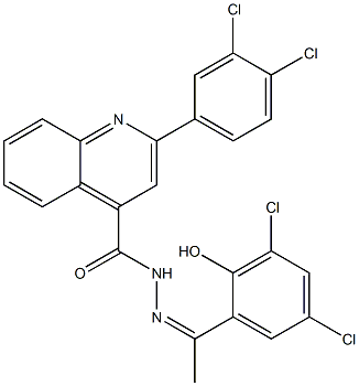 (Z)-N'-(1-(3,5-dichloro-2-hydroxyphenyl)ethylidene)-2-(3,4-dichlorophenyl)quinoline-4-carbohydrazide 结构式