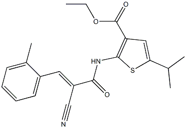 (E)-ethyl 2-(2-cyano-3-(o-tolyl)acrylamido)-5-isopropylthiophene-3-carboxylate 结构式