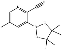 5-甲基-3-(四甲基-1,3,2-二氧硼杂硼烷-2-基)吡啶-2-甲腈 结构式