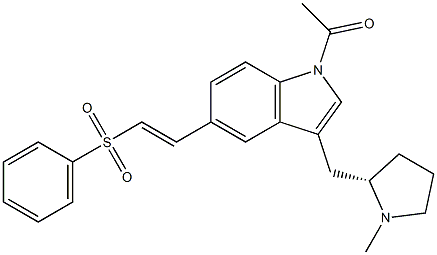 (S,E)-1-(3-((1-甲基吡咯烷-2-基)甲基)-5-(2-(苯基磺酰基)乙烯基)-1H-吲哚-1-基)乙酮 结构式