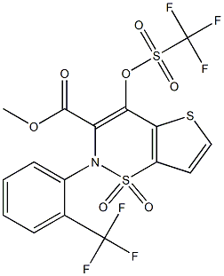 methyl 1,1-dioxy-2-(2-(trifluoromethyl)phenyl)-4-(trifluoromethylsulfonyloxy)-2H-thieno[2,3-e][1,2]thiazine-3-carboxylate 结构式