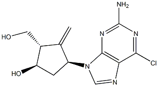 (1R,2S,4S)-4-(2-amino-6-chloro-9H-purin-9-yl)-2-(hydroxymethyl)-3-methylenecyclopentan-1-ol 结构式