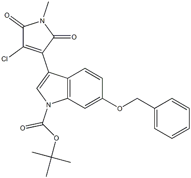 叔-丁基 6-(苄氧基)-3-(4-氯-1-甲基-2,5-二氧亚基-2,5-二氢-1H-吡咯-3-基)-1H-吲哚-1-甲酸基酯 结构式