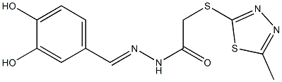 (E)-N'-(3,4-dihydroxybenzylidene)-2-((5-methyl-1,3,4-thiadiazol-2-yl)thio)acetohydrazide 结构式