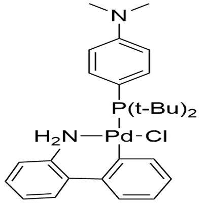 氯[(4-(N,N-二甲氨基)苯基]二叔丁基膦(2-氨基-1,1'-联苯-2-基)钯(II) 结构式