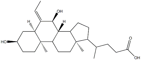 (R)-4-((3R,5R,7S,10R,13R)-6-ethylidene-3,7-dihydroxy-10,13-dimethyl-hexadecahydro-1H-cyclopenta[a]phenanthren-17-yl)pentanoic acid 结构式
