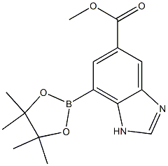 7-(4,4,5,5-Tetramethyl-[1,3,2]dioxaborolan-2-yl)-1H-benzoimidazole-5-carboxylic acid methyl ester 结构式