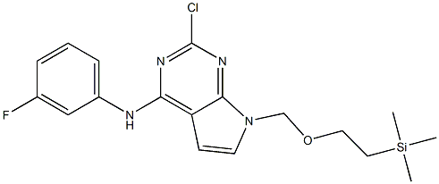 2-chloro-N-(3-fluorophenyl)-7-((2-(trimethylsilyl)ethoxy)methyl)-7H-pyrrolo[2,3-d]pyrimidin-4-amine 结构式