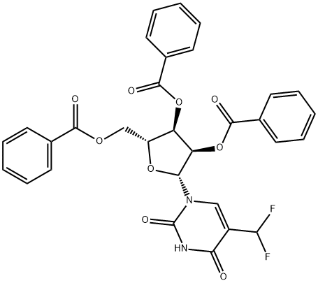 2',3',5'-Tri-O-benzoyl-5-difluoromethyluridine 结构式