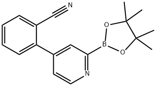 2-(2-(4,4,5,5-tetramethyl-1,3,2-dioxaborolan-2-yl)pyridin-4-yl)benzonitrile 结构式