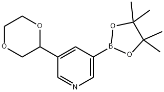 3-(1,4-dioxan-2-yl)-5-(4,4,5,5-tetramethyl-1,3,2-dioxaborolan-2-yl)pyridine 结构式