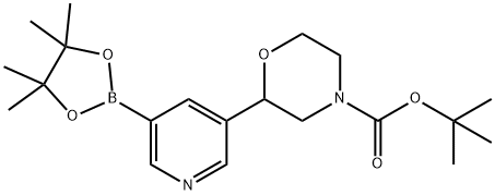 tert-butyl 2-(5-(4,4,5,5-tetramethyl-1,3,2-dioxaborolan-2-yl)pyridin-3-yl)morpholine-4-carboxylate 结构式