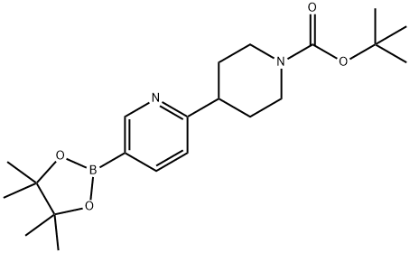 4-(5-(4,4,5,5-四甲基-1,3,2-二氧硼杂环戊烷-2-基)吡啶-2-基)哌啶-1-羧酸叔丁酯 结构式