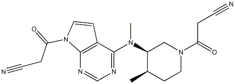 3-(4-(((3R,4R)-1-(2-cyanoacetyl)-4-methylpiperidin-3-yl)(methyl)amino)-7H-pyrrolo[2,3-d]pyrimidin-7-yl)-3-oxopropanenitrile 结构式