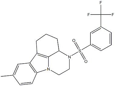 8-methyl-3-((3-(trifluoromethyl)phenyl)sulfonyl)-2,3,3a,4,5,6-hexahydro-1H-pyrazino[3,2,1-jk]carbazole 结构式