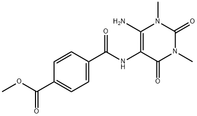 Terephthalamic  acid,  N-(6-amino-1,2,3,4-tetrahydro-1,3-dimethyl-2,4-dioxo-5-pyrimidinyl)-,  methyl  ester  (6CI) 结构式